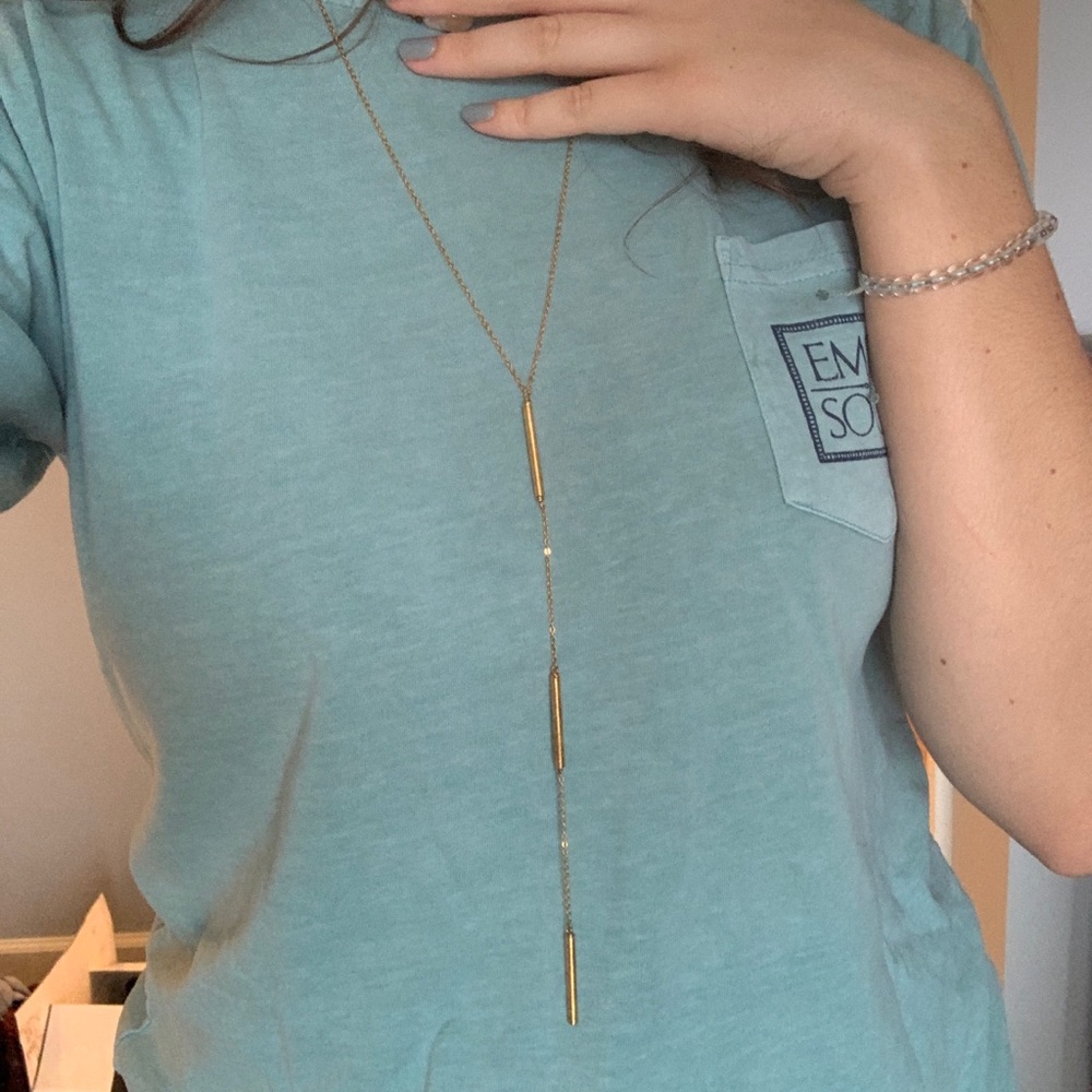 3 gold bar costume drop necklace
